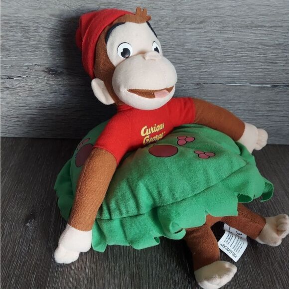 Kellytoy HOLIDAY CURIOUS GEORGE W/ WREATH 15" Plush STUFFED ANIMAL Toy - Picture 5 of 6